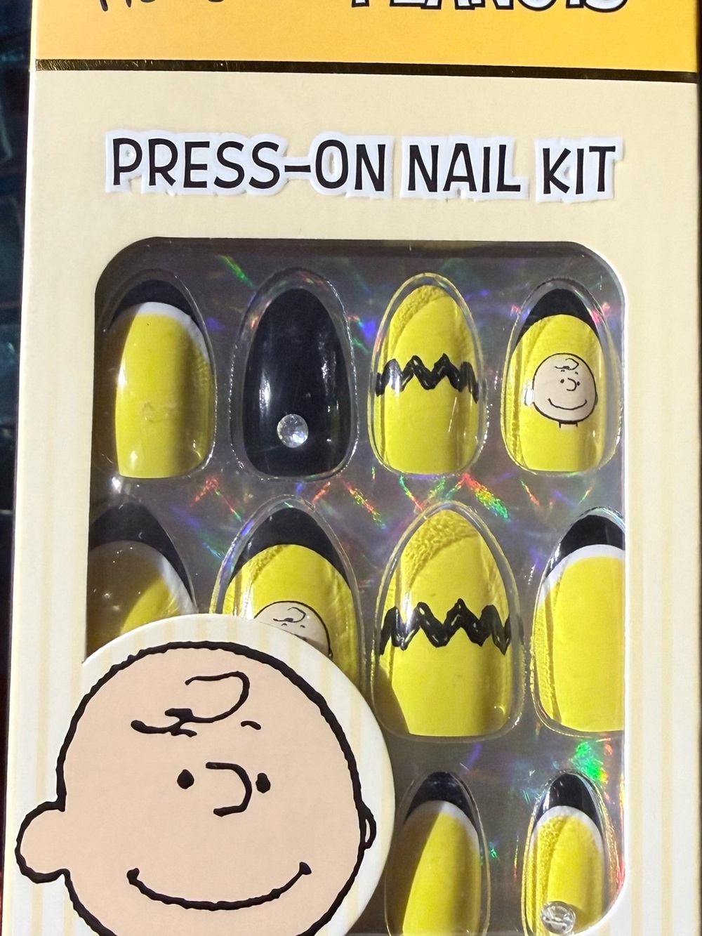 Rude Cosmetics Peanuts Press On Nail Kit Featuring the Charlie Brown Himself